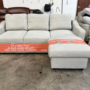 Coddle Aria Fabric Sleeper Sofa with Reversible Chaise and Storage, Beige