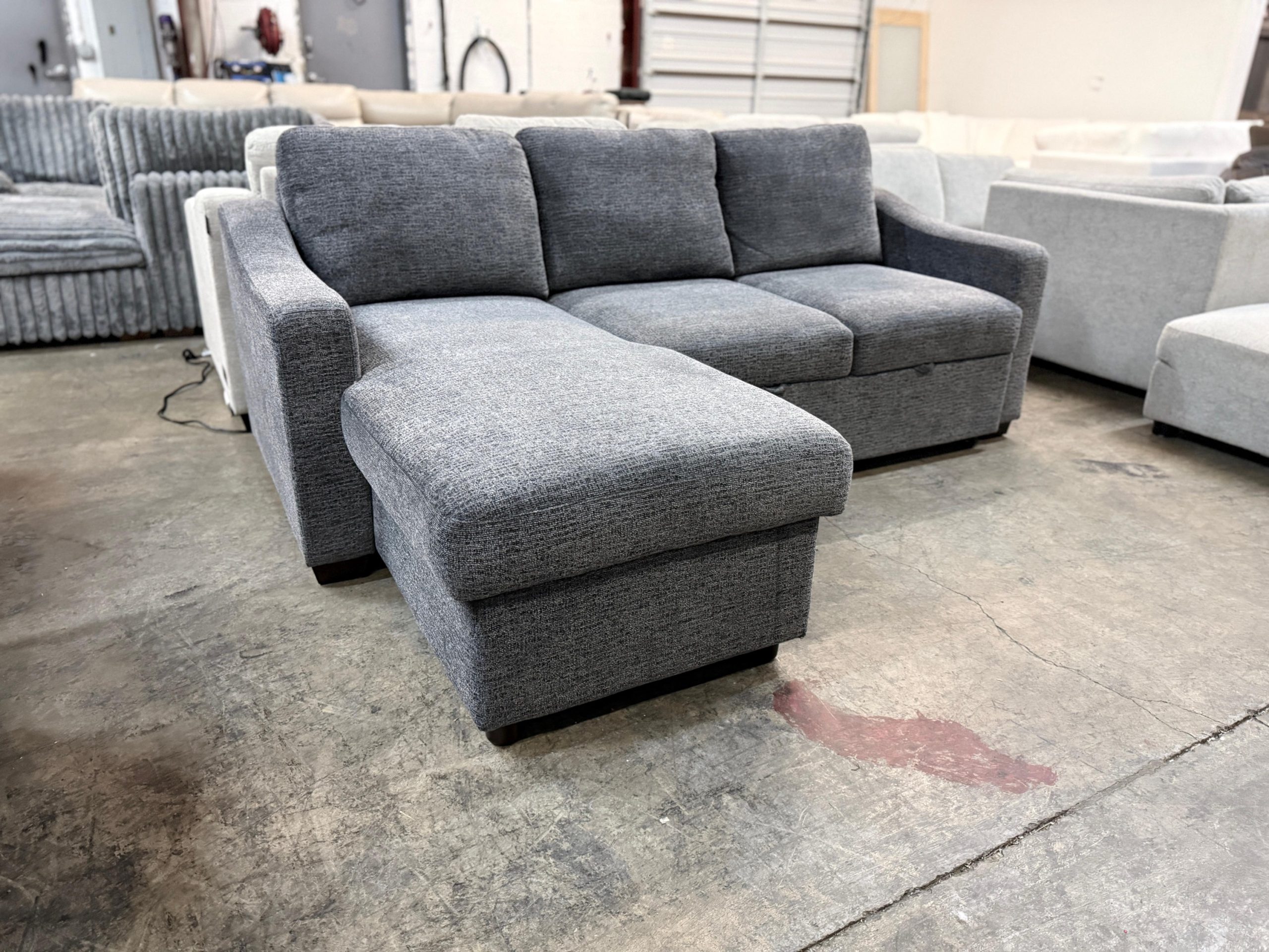 Coddle Aria Fabric Sleeper Sofa with Reversible Chaise and Storage, Gray - Image 7