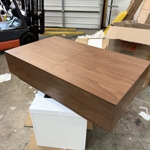 Modern Walnut Rectangular Coffee Table With Sliding Top And Hidden Storage, Elegant Living Room Furniture