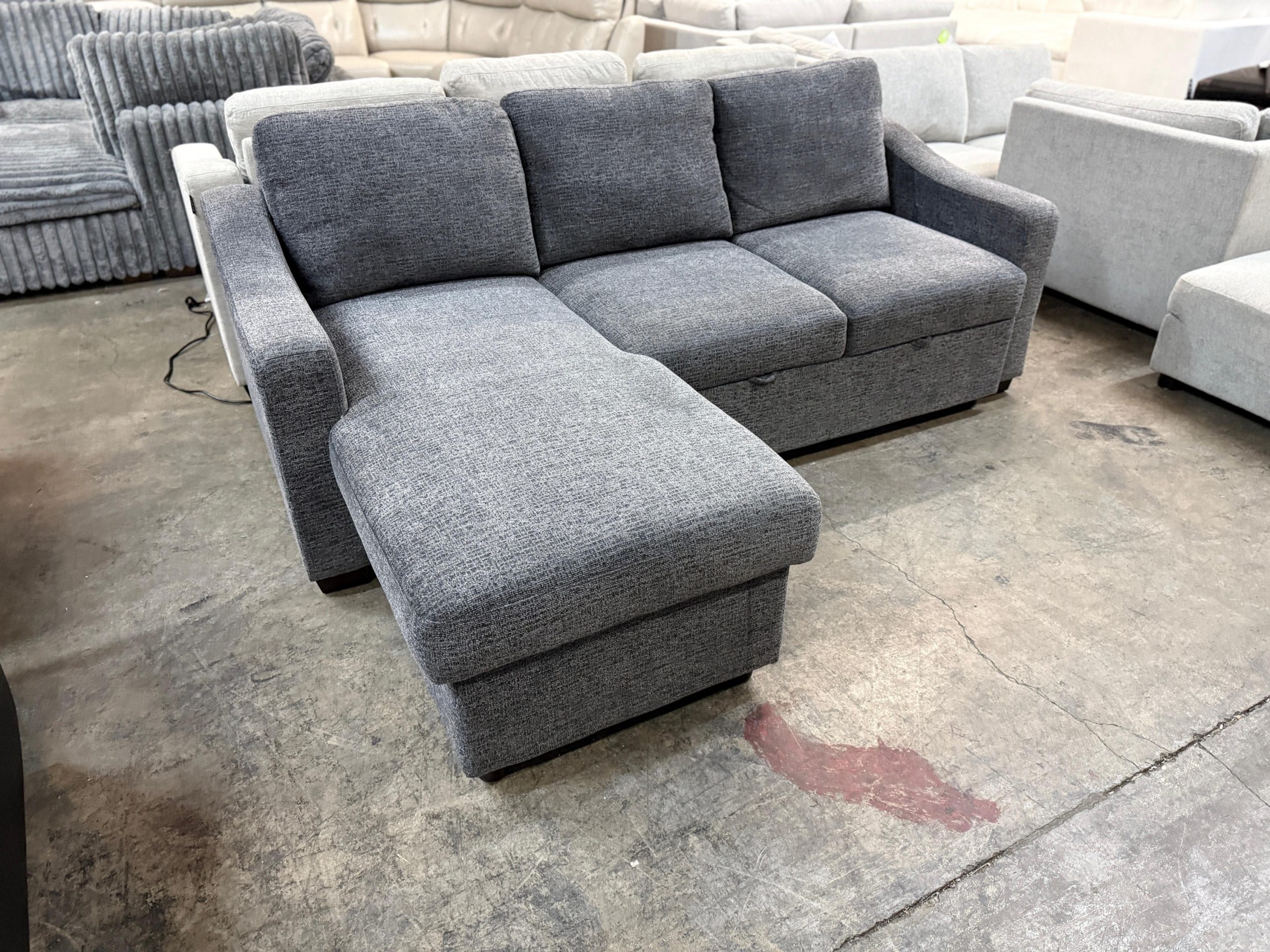 Coddle Aria Fabric Sleeper Sofa with Reversible Chaise and Storage, Gray - Image 8