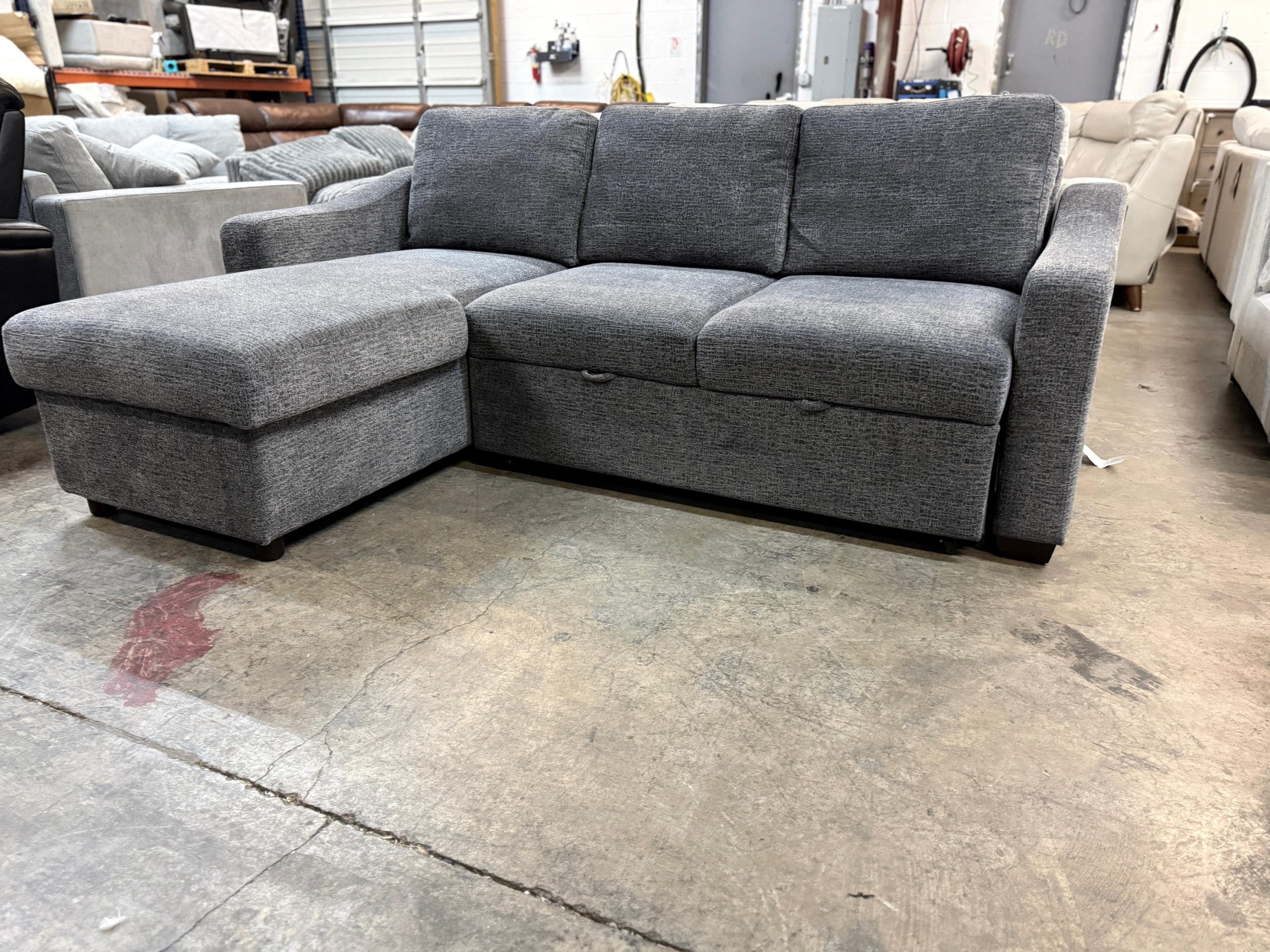 Coddle Aria Fabric Sleeper Sofa with Reversible Chaise and Storage, Gray - Image 5