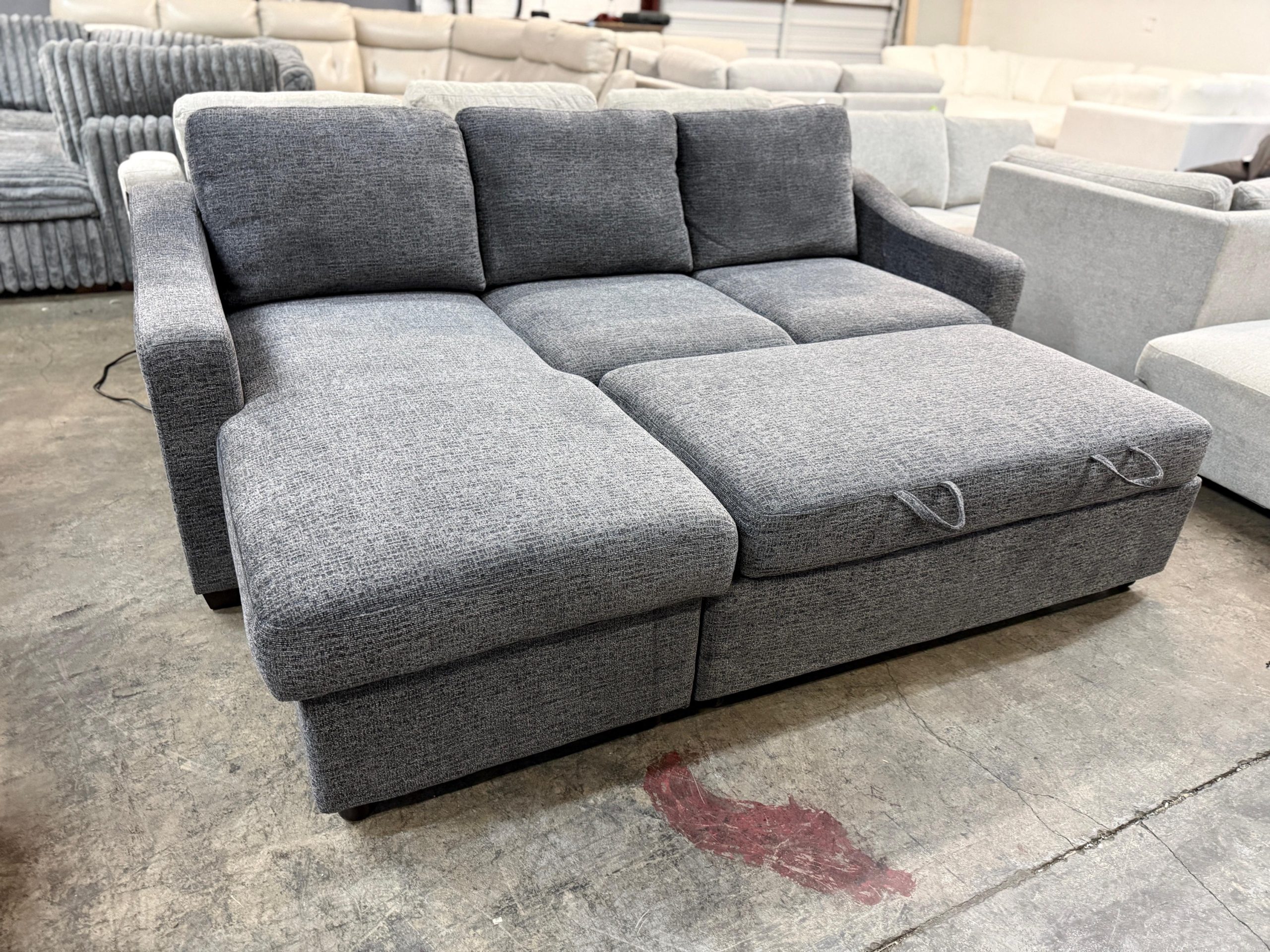 Coddle Aria Fabric Sleeper Sofa with Reversible Chaise and Storage, Gray - Image 2