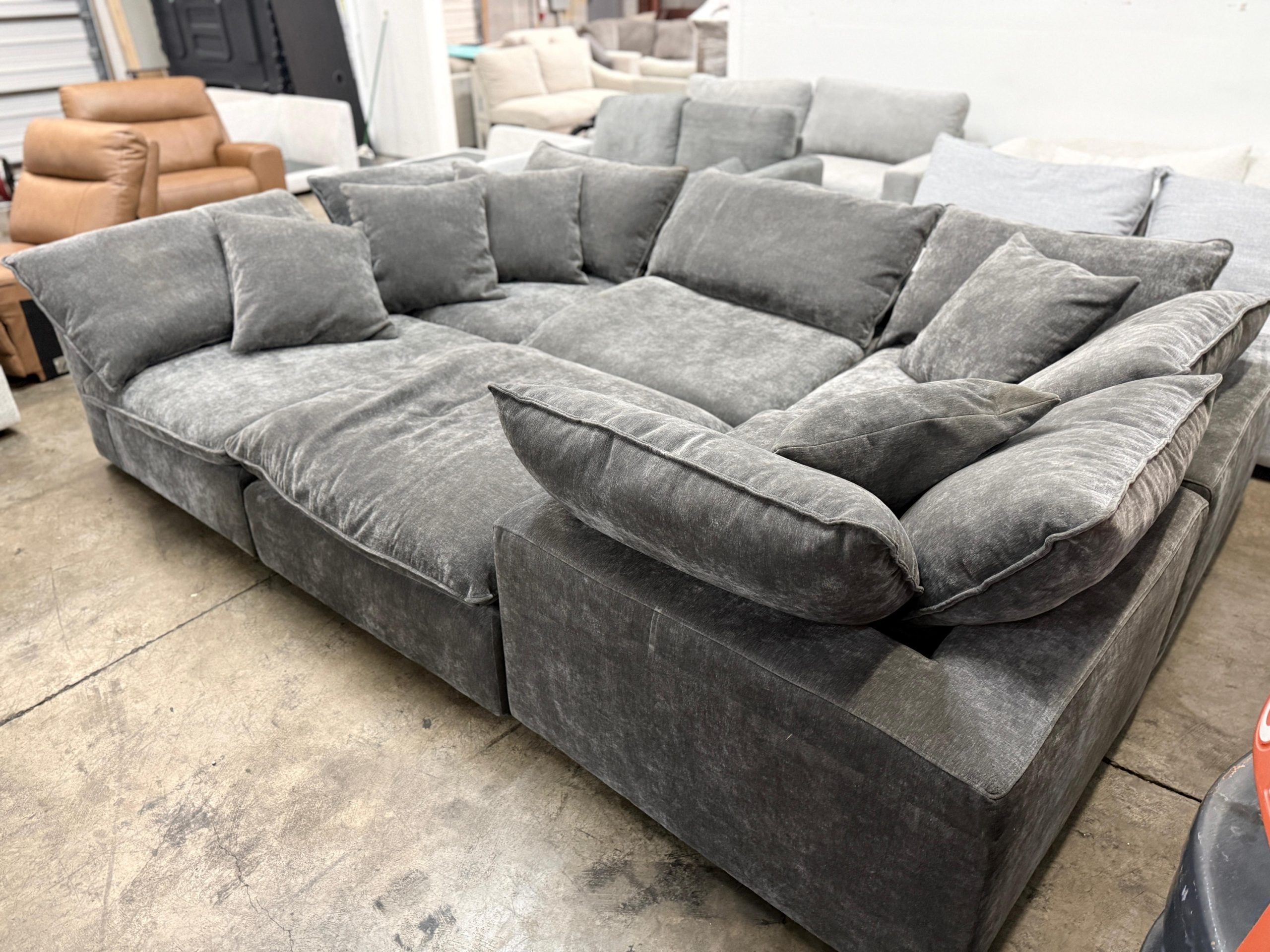 Sereen 6-piece Fabric Modular Sectional, Dark Gray