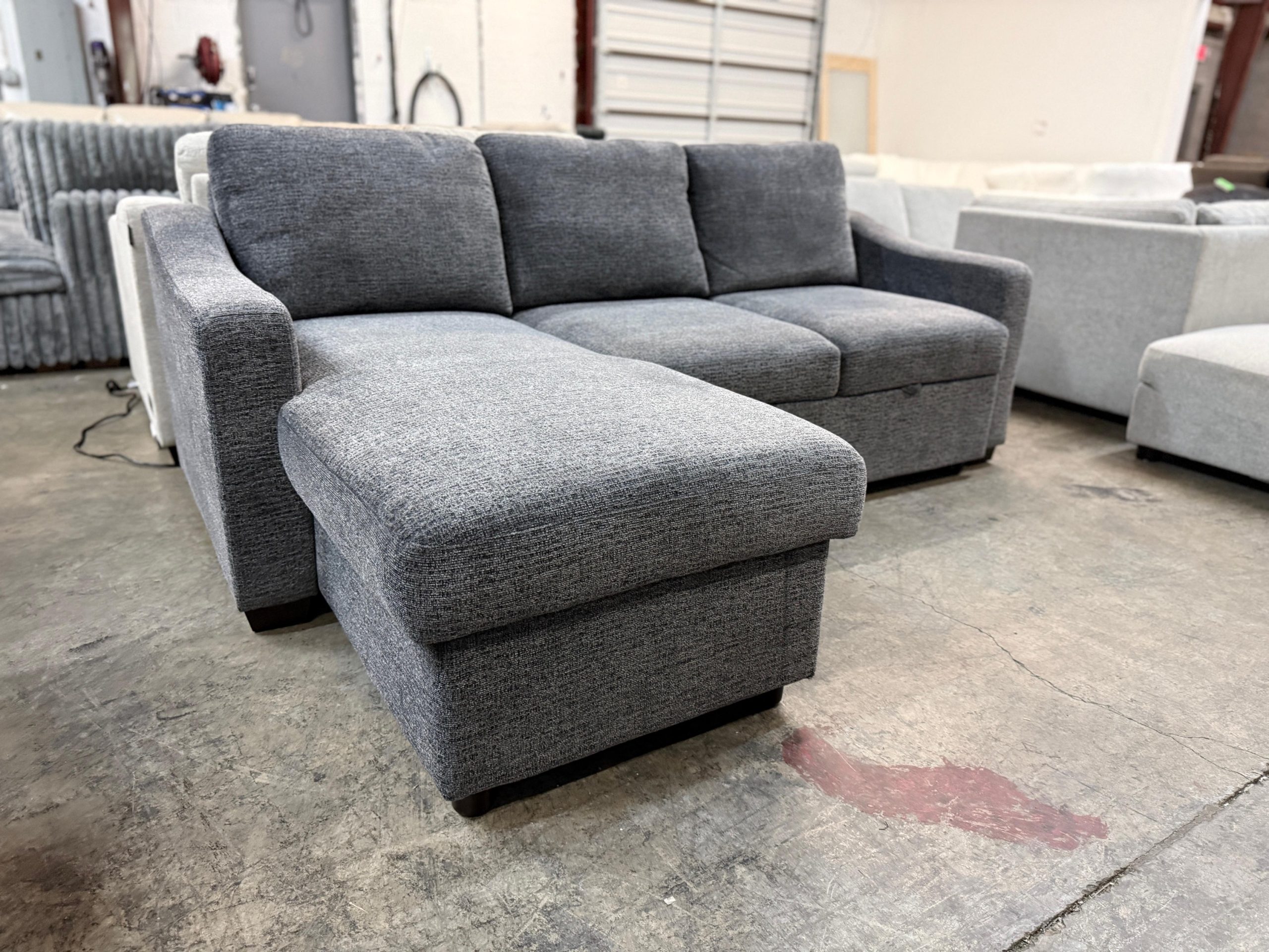 Coddle Aria Fabric Sleeper Sofa with Reversible Chaise and Storage, Gray - Image 4