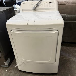 LG - 7.3 Cu. Ft. Vented Electric Dryer in White with Sensor Dry