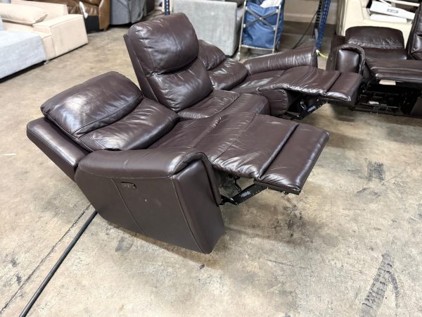Carey Leather Power Reclining Sofa and Loveseat with Power Headrests - Image 2