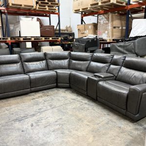 Lauretta 6-piece Leather Power Reclining Sectional with Power Headrests