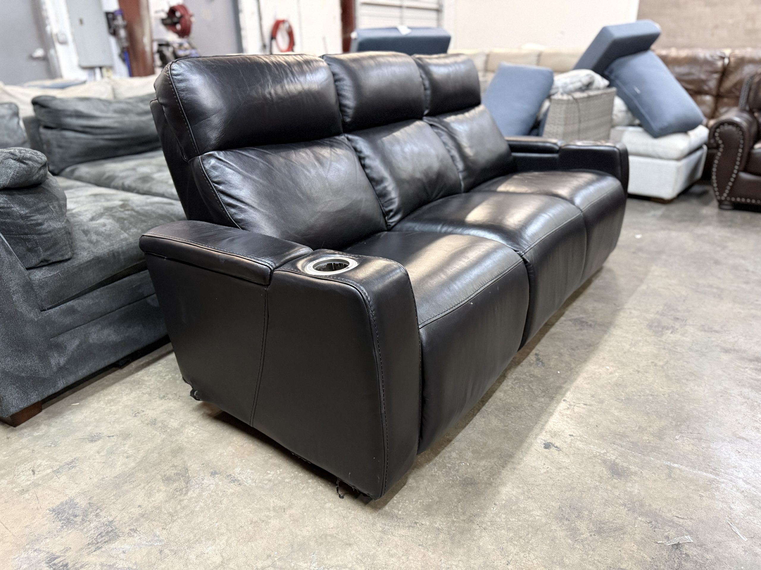 Renaissance Leather Power Reclining Sofa with Drop Down Table - Image 5