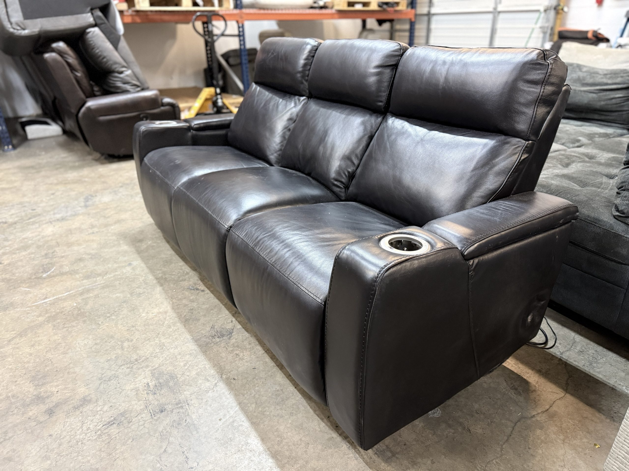 Renaissance Leather Power Reclining Sofa with Drop Down Table - Image 3