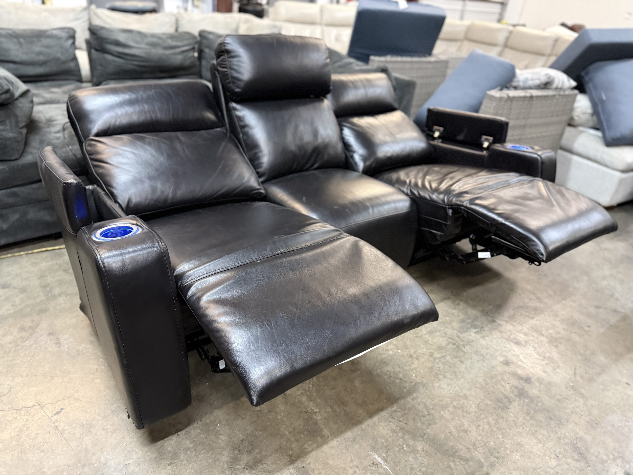 Renaissance Leather Power Reclining Sofa with Drop Down Table - Image 6