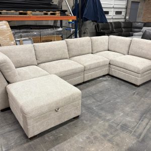 Thomasville Tisdale 6 Piece Modular Fabric Sofa - Light Gray