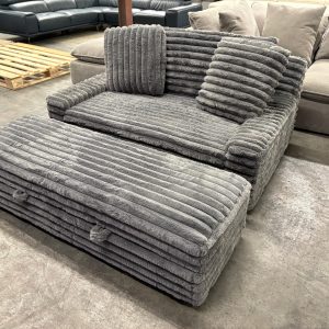 Thomasville Wills Fabric Oversize Chair and Storage Ottoman