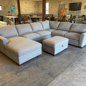 Thomasville Langdon Fabric Sectional with Chaise and Storage Ottoman, Gray