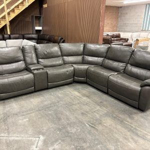 Wylder Leather Power Reclining Sectional with Power Headrests
