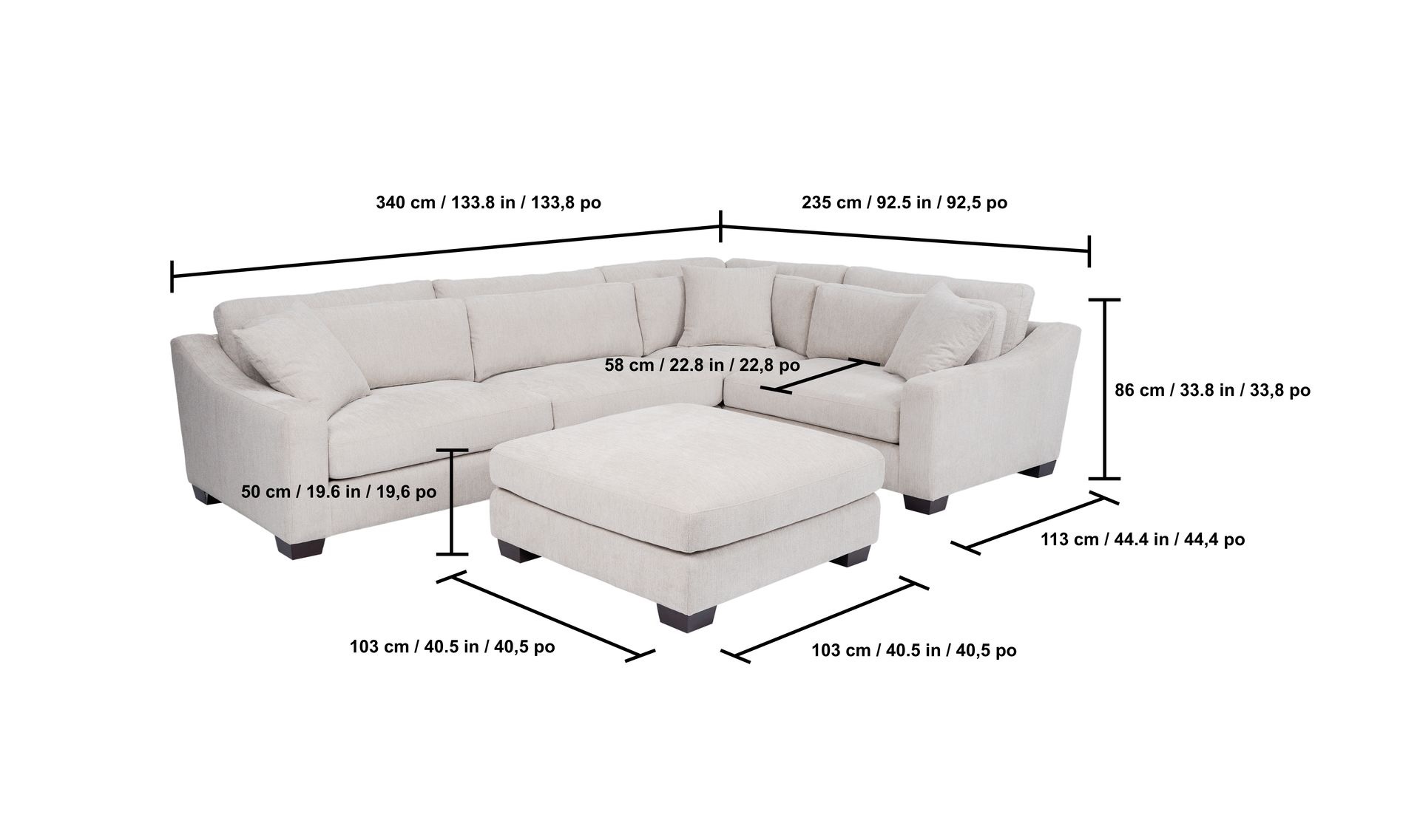 Evelynne Fabric Sectional with Ottoman - Image 4