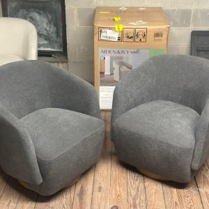 Pair Henredon Murphy Swivel Boucle Chair, Gray