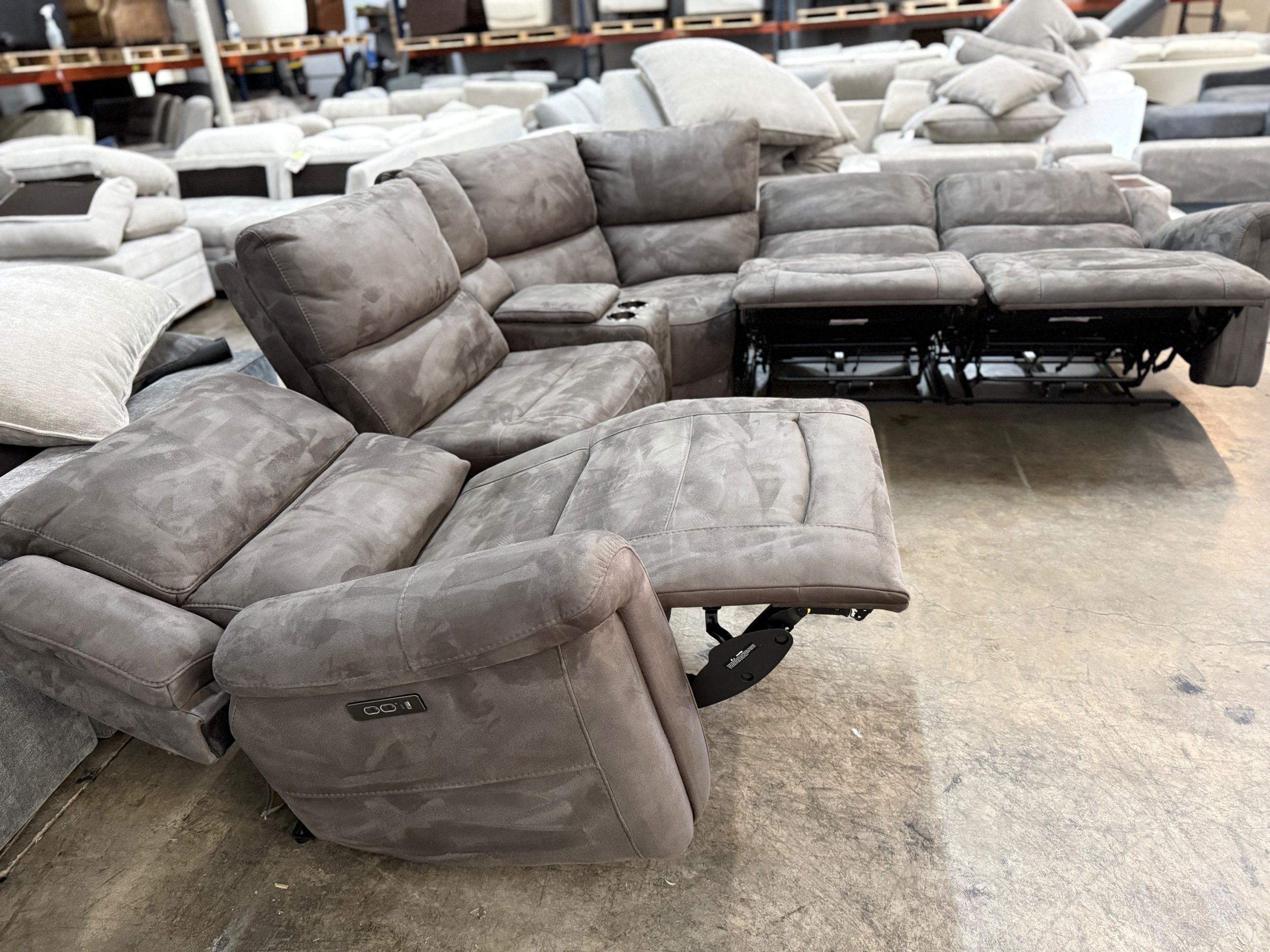 Tilden Fabric Gray Power Reclining Sectional Sofa - Image 3