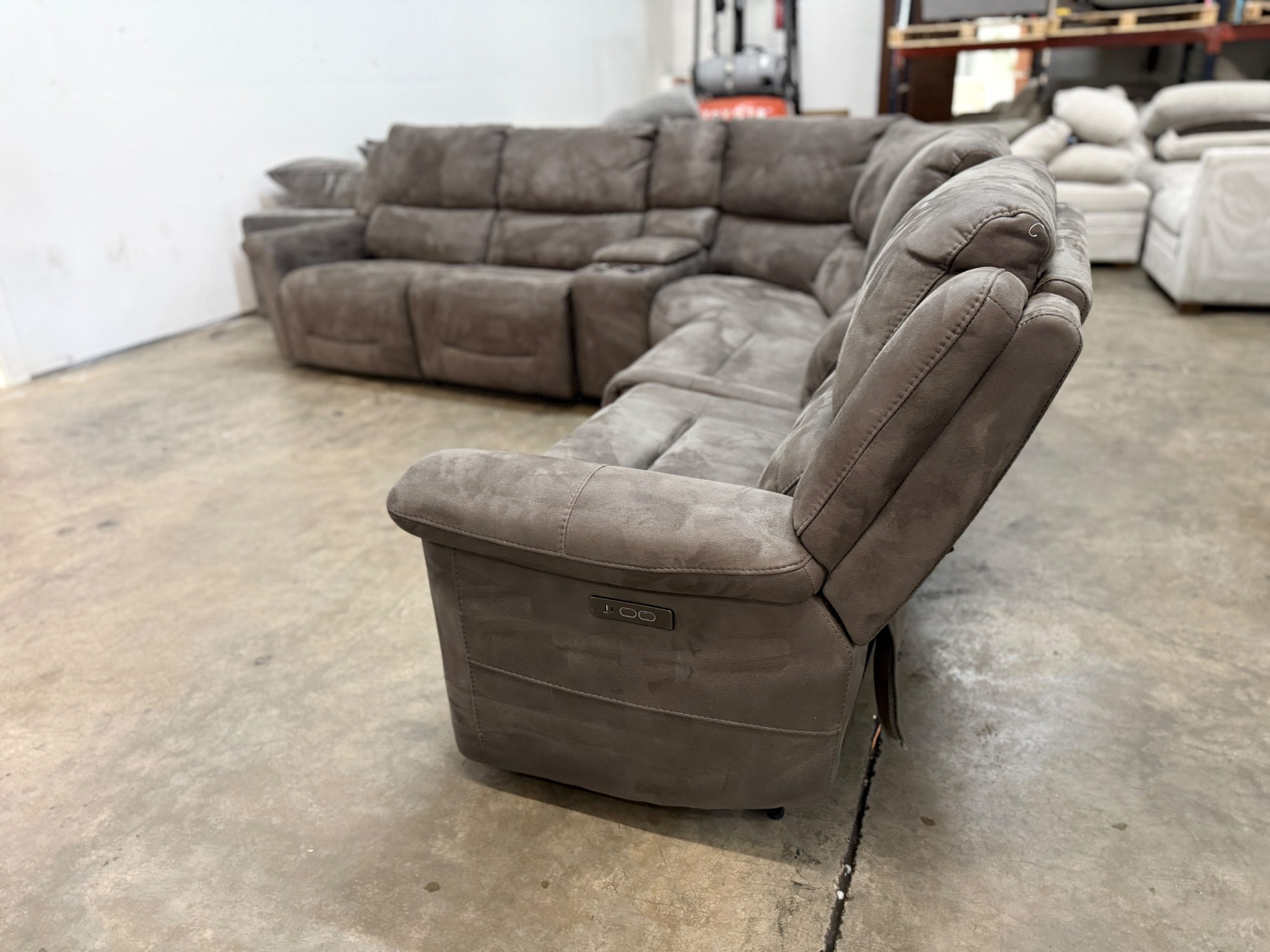 Tilden Fabric Gray Power Reclining Sectional Sofa - Image 4