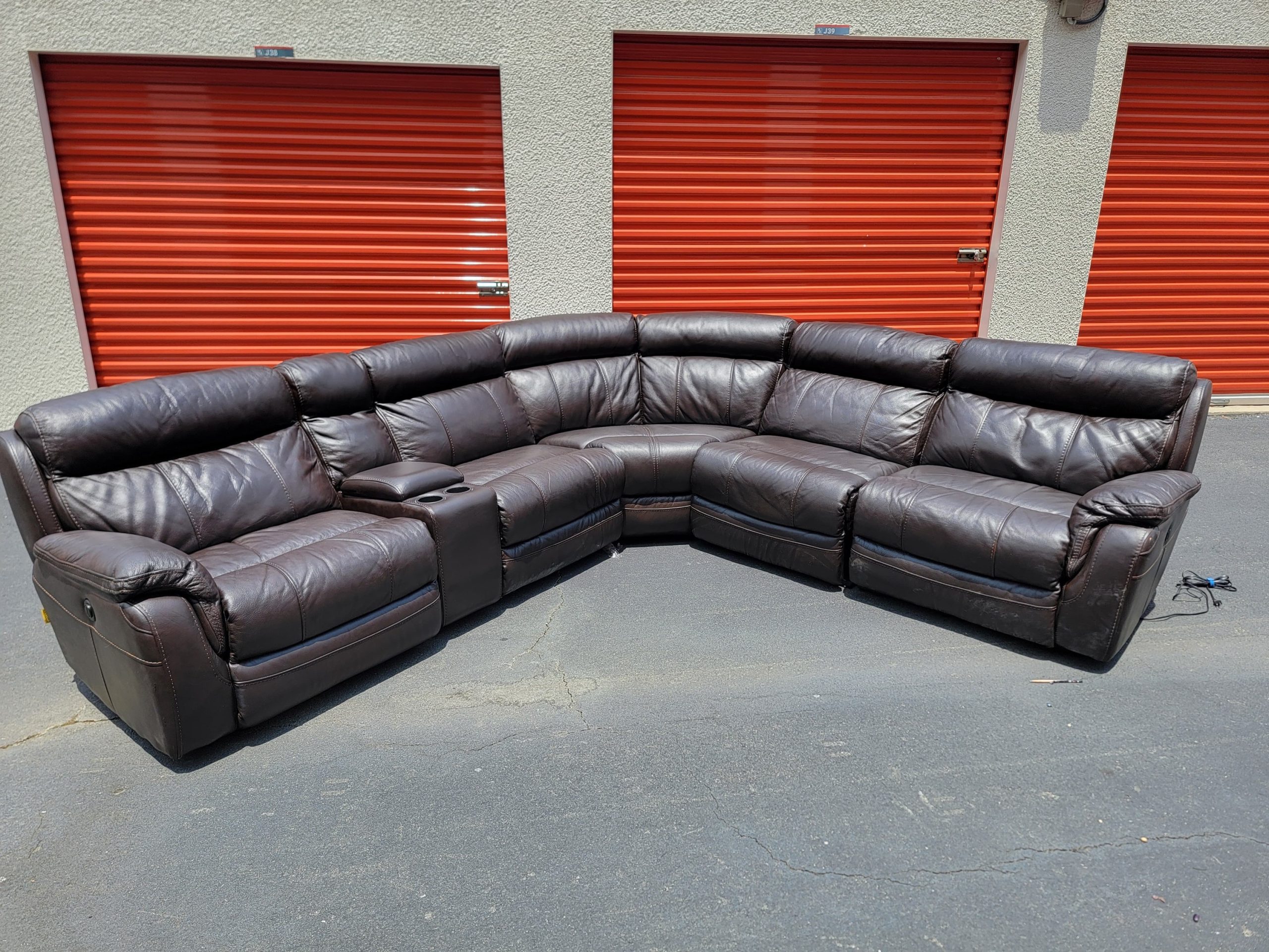 Flexsteel Griffin Italian Leather Zero Gravity Reclining Sectional with Power Headrests - Image 6