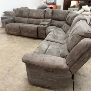 Tilden Fabric Gray Power Reclining Sectional Sofa