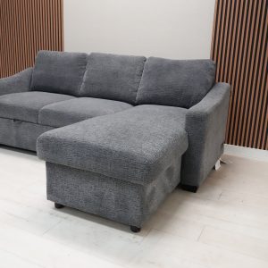 Coddle Aria Fabric Sleeper Sofa with Reversible Chaise and Storage, Gray