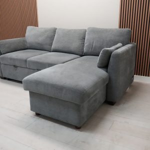 Coddle Luke Fabric Sleeper Sofa with Reversible Chaise and Storage, Gray