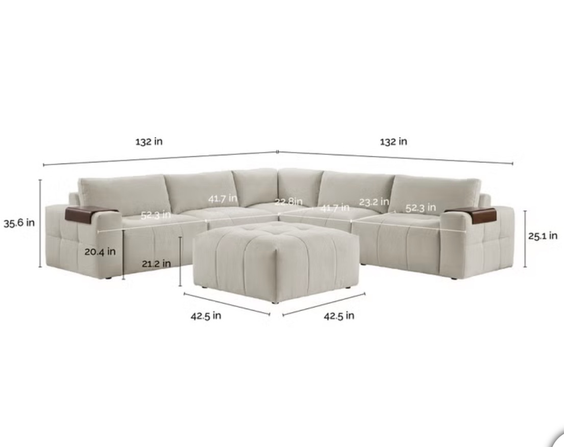 Paige 6-piece Modular Fabric Sectional - Image 2