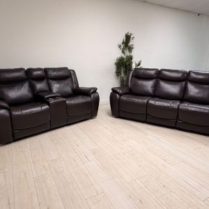 Harvey Leather Power Reclining Sofa and Loveseat with Power Headrests
