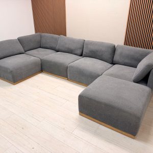 Henredon Murphy Fabric 6-piece Modular Sectional with Ottoman, Gray
