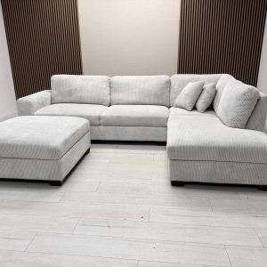Thomasville Artesia Corduroy Fabric Sectional with Ottoman