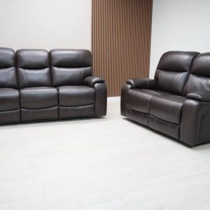Northridge Home Fallon brown top-grain leather power reclining sofa with pillow-top arms