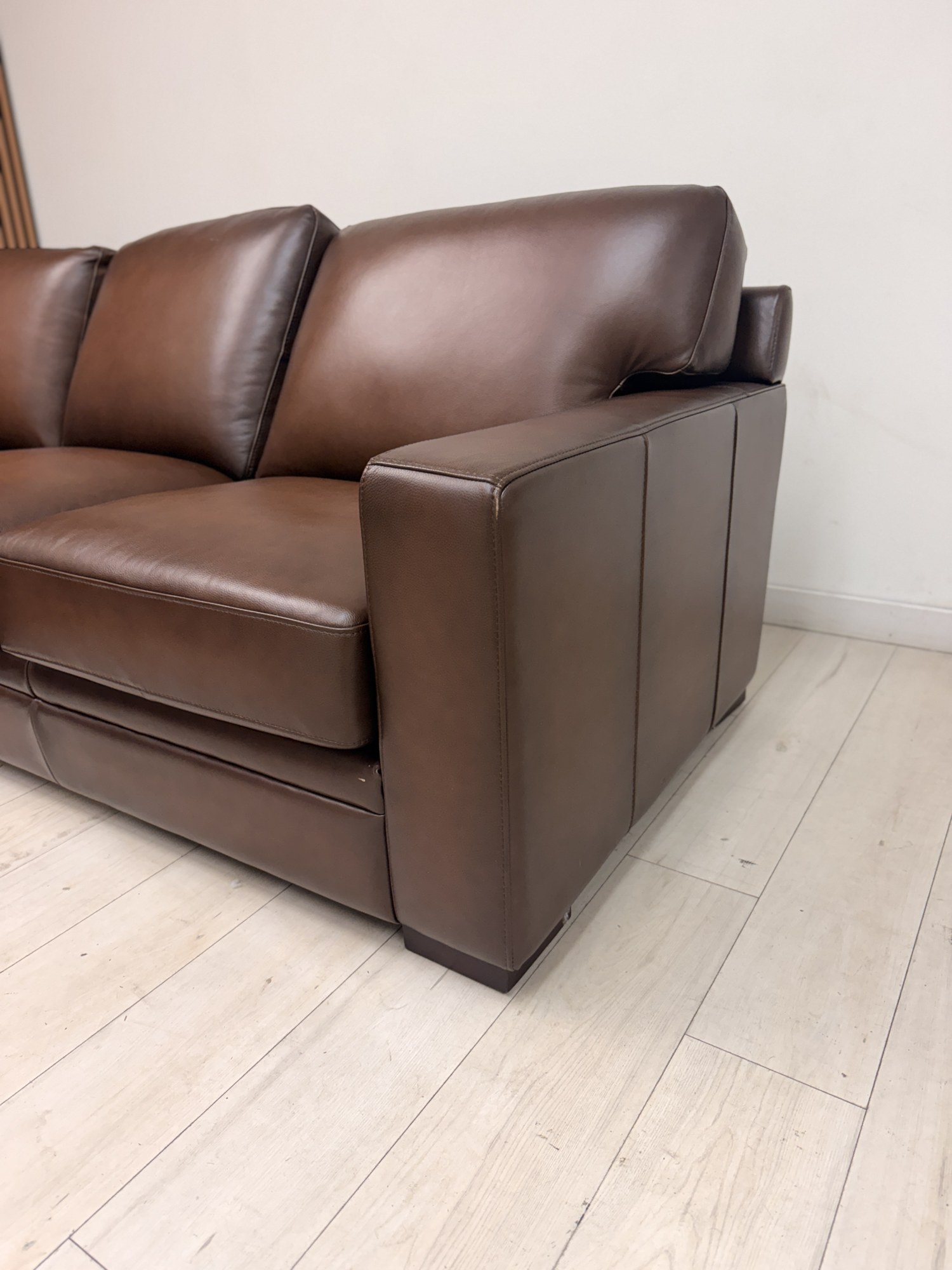 Prospera Home Luca 4-piece dark brown top grain leather L-shaped sectional sofa - view 4