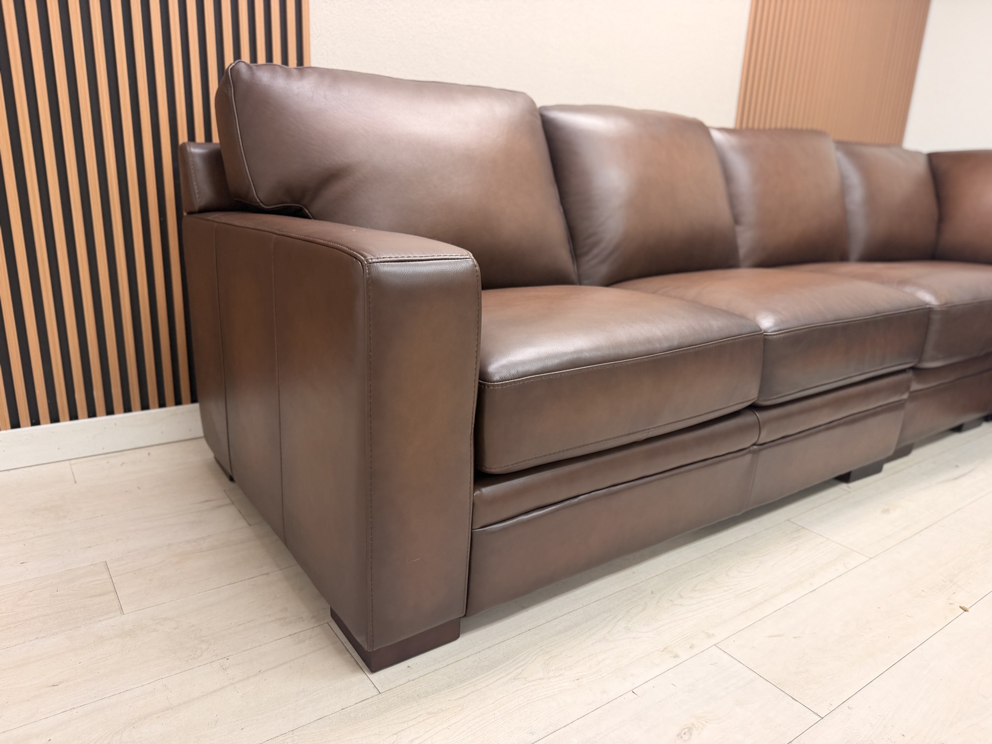Prospera Home Luca 4-piece dark brown top grain leather L-shaped sectional sofa - view 7