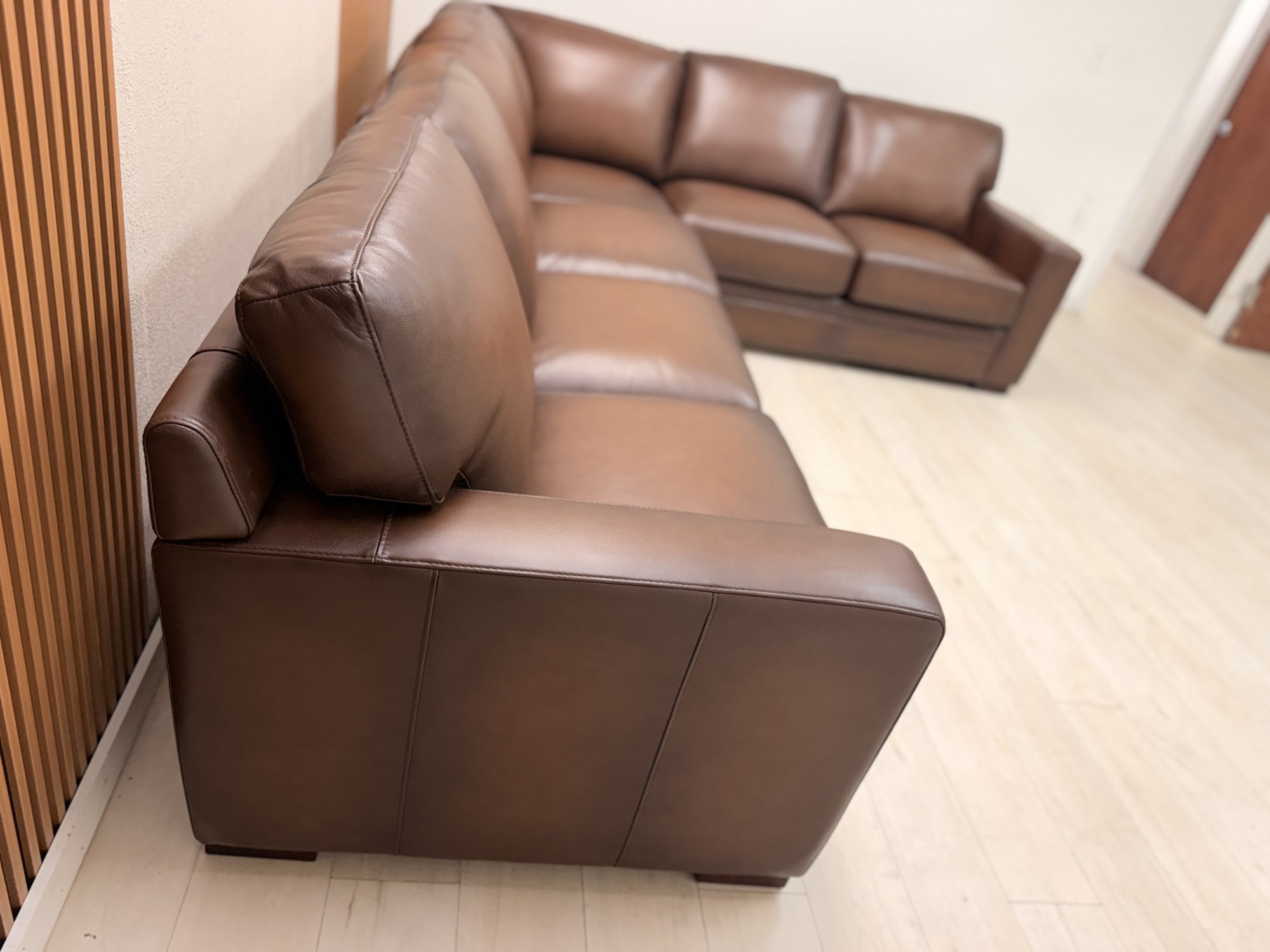 Prospera Home Luca 4-piece dark brown top grain leather L-shaped sectional sofa - view 8