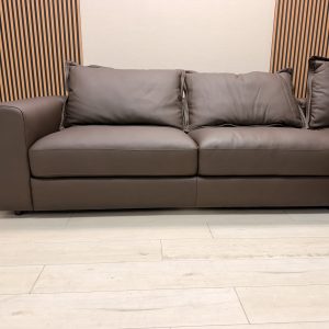 Simon Li Westbrook dark brown top grain leather L-shaped sectional sofa with track arms