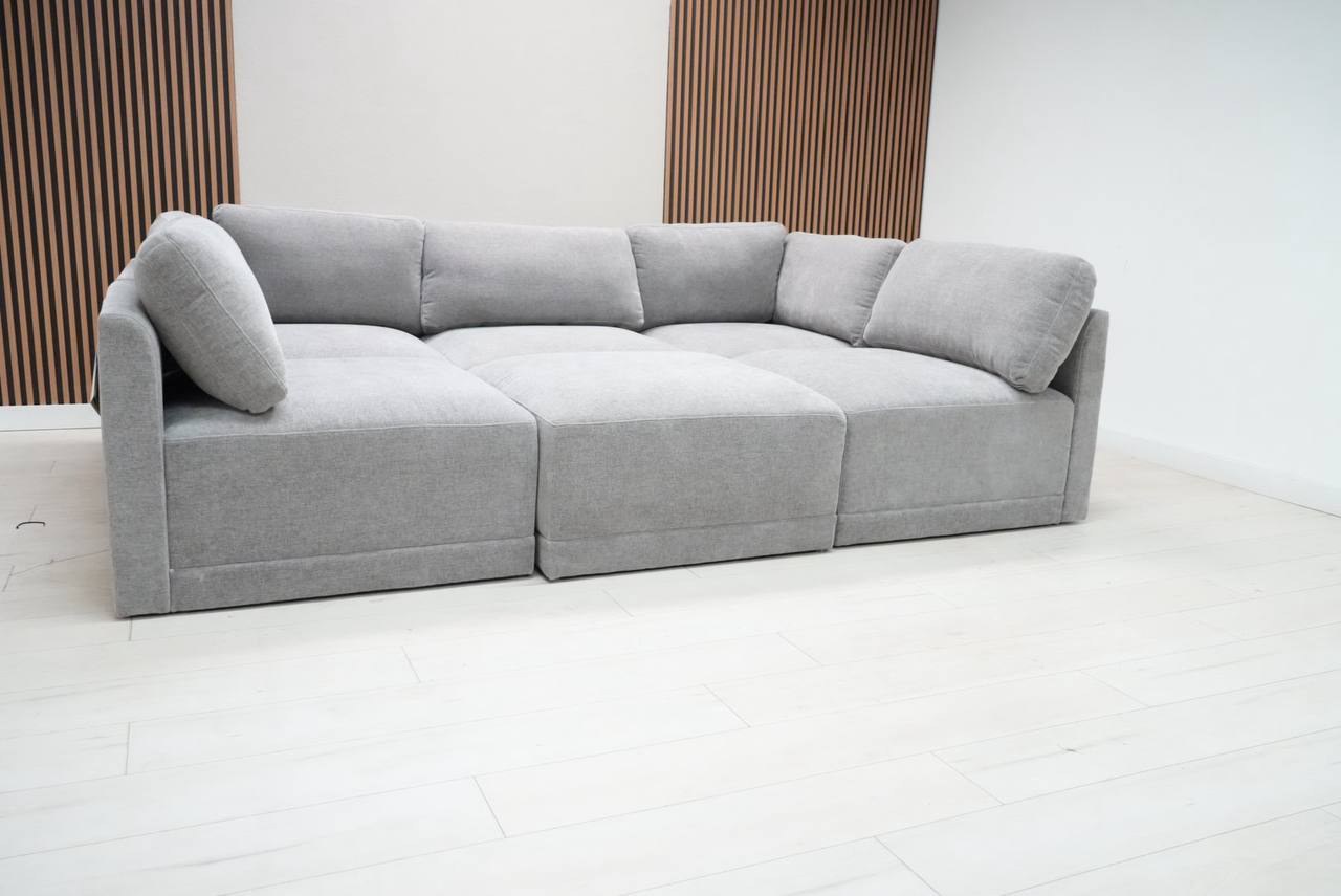 Thomasville Fallon gray fabric 6-piece modular sectional with storage ottoman - view 7