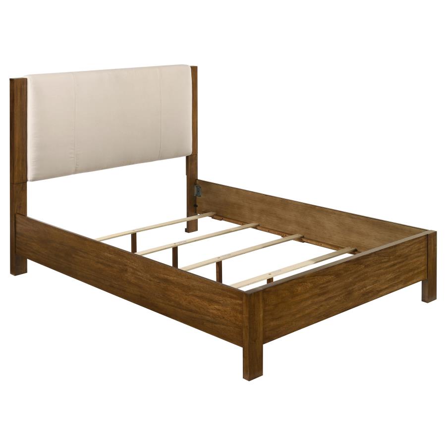 Adderley Upholstered Panel Bed, Cream and Warm Brown – view 2