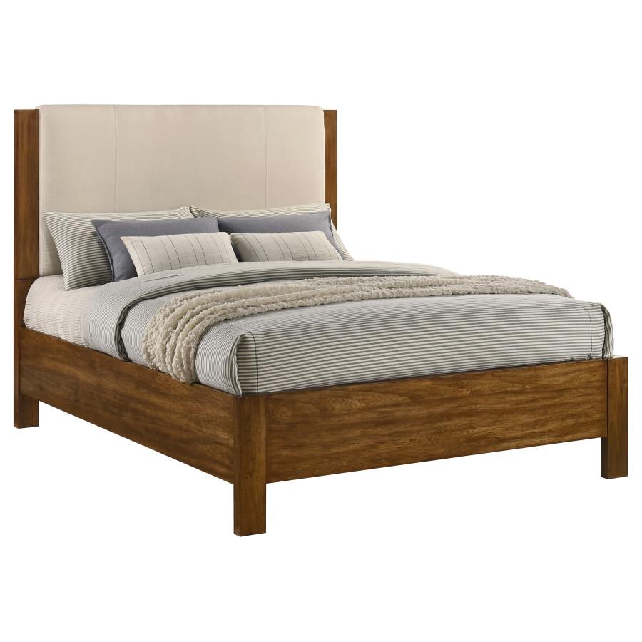 Adderley Upholstered Panel Bed, Cream and Warm Brown – view 3