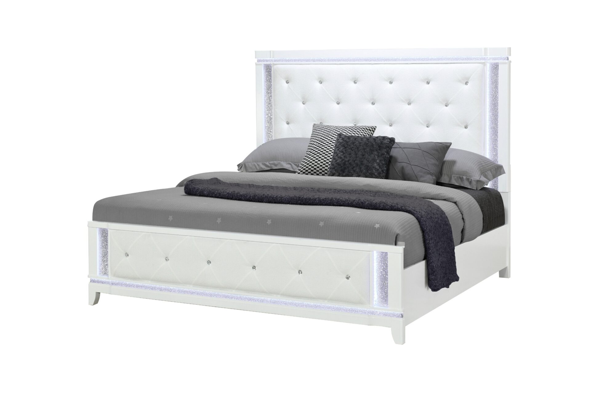 Alina Bed with LED, White – view 2