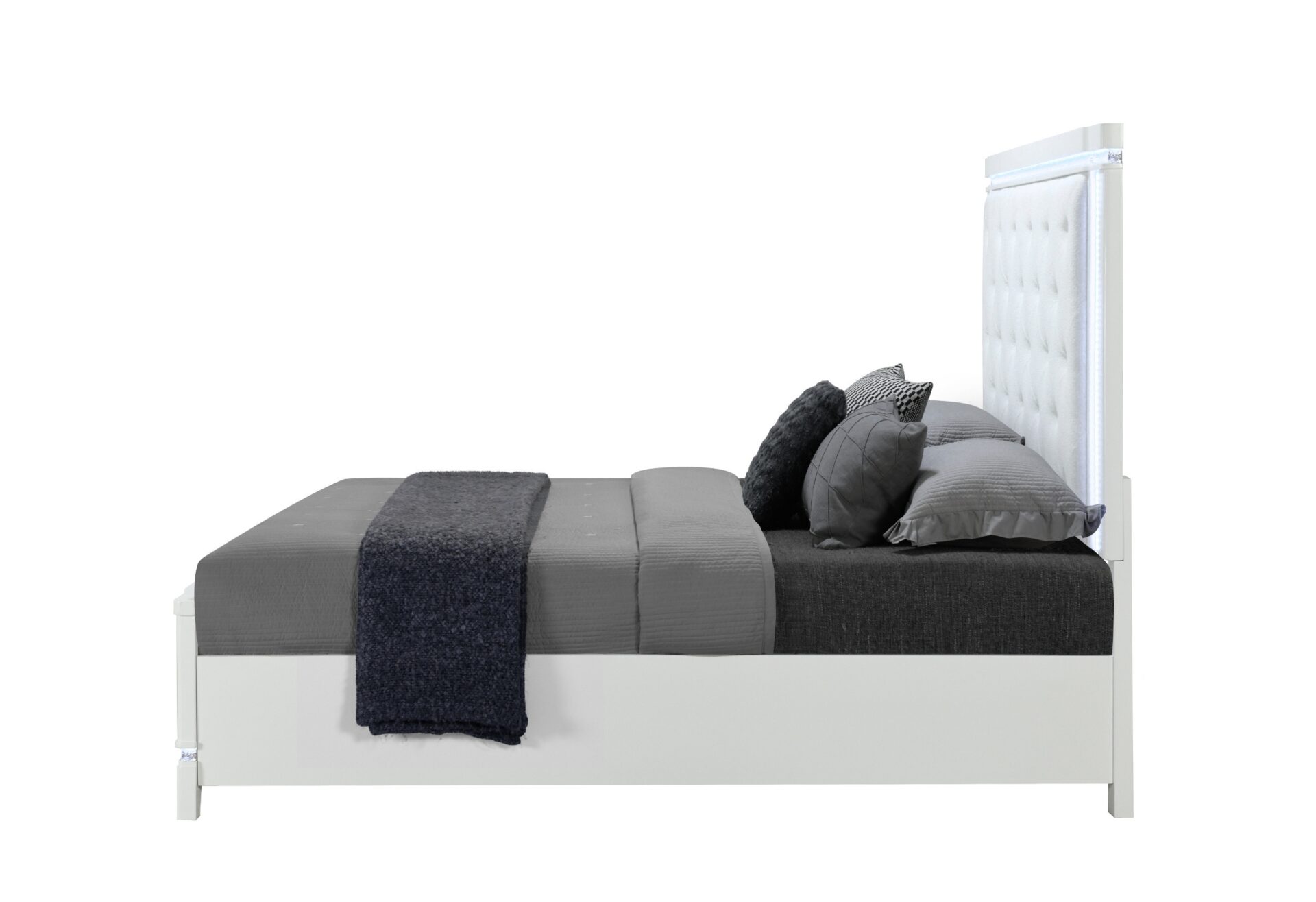 Alina Bed with LED, White – view 3