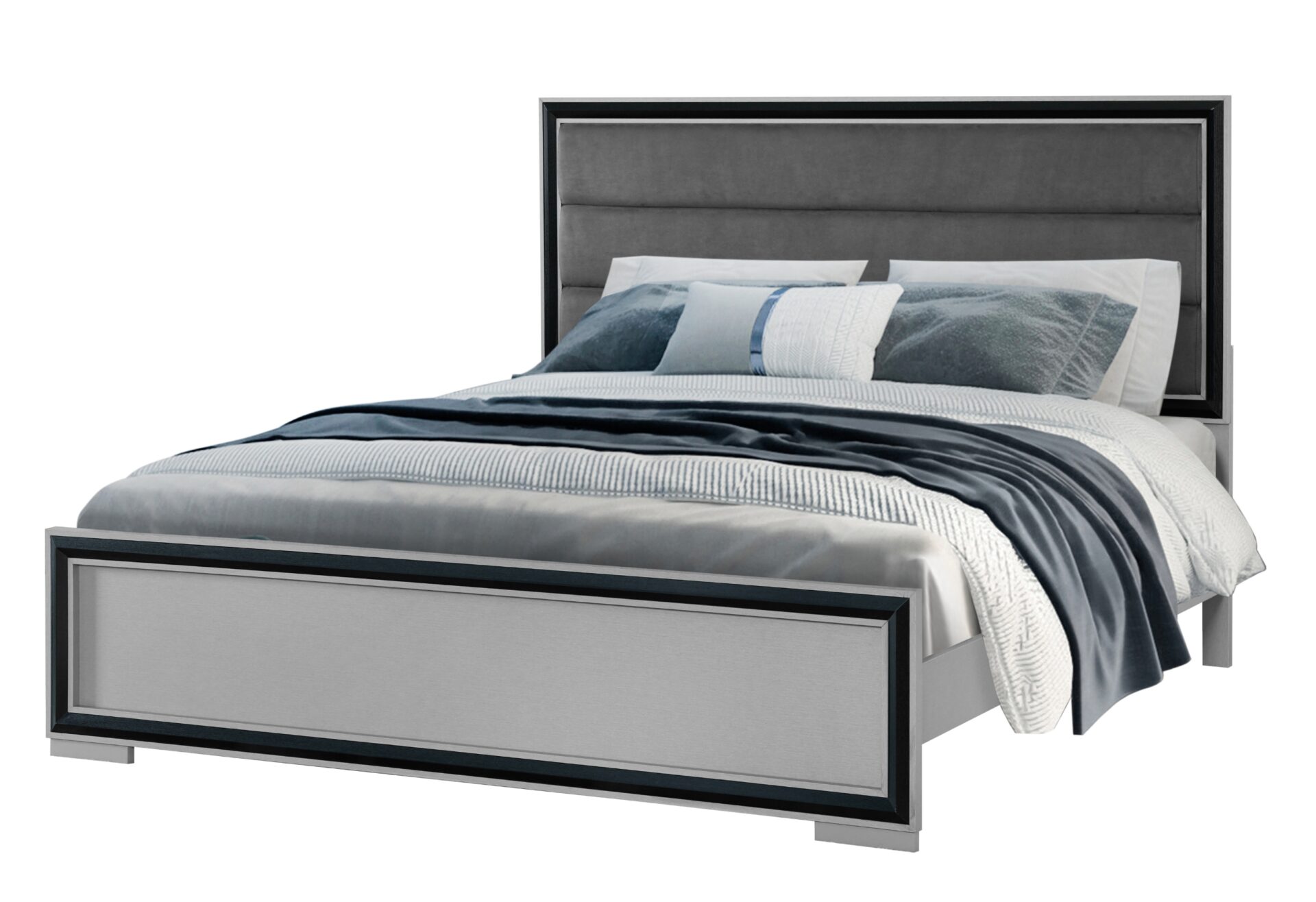 Amelia Bed with LED, Grey/Black – view 4