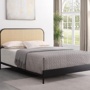 Amherst Woven Rattan Metal Bed, Black – view 1