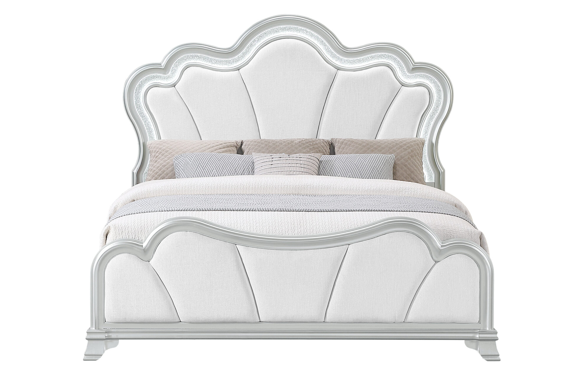 Aria Bed with LED, Silver – view 1