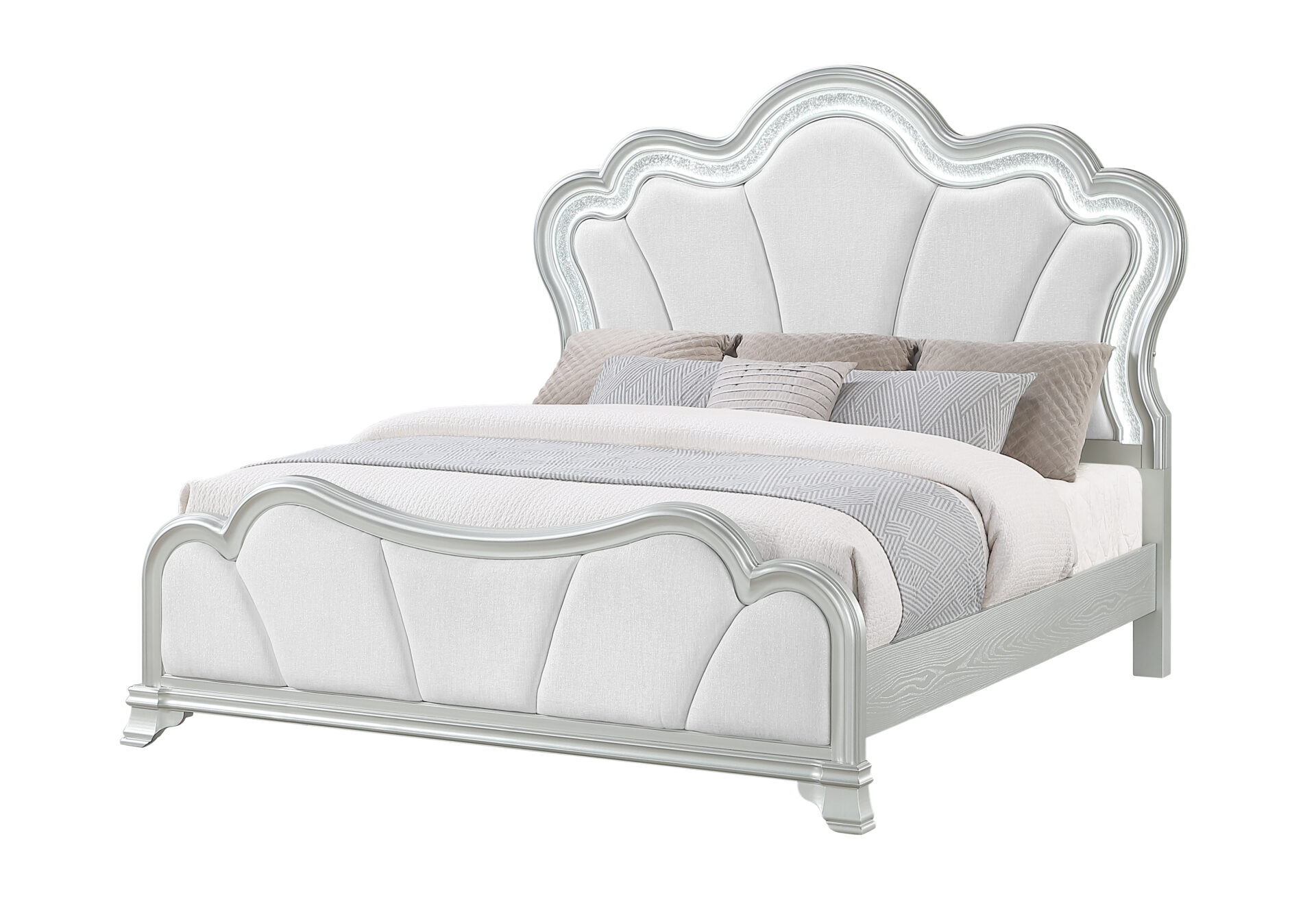 Aria Bed with LED, Silver – view 2