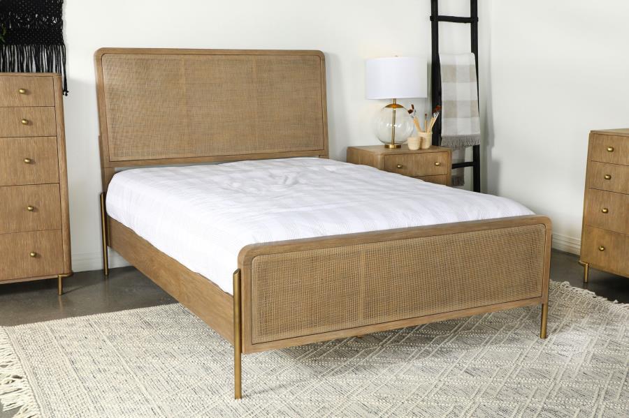 Arini Rattan Panel Bed, Sand Wash and Natural Cane – view 1