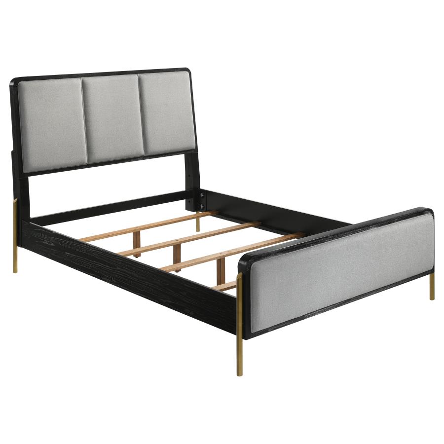 Arini Upholstered Panel Bed, Black and Grey – view 2