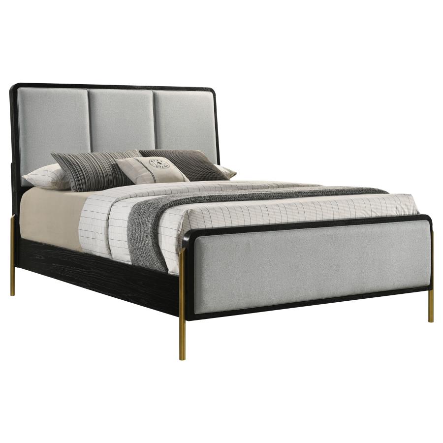 Arini Upholstered Panel Bed, Black and Grey – view 3