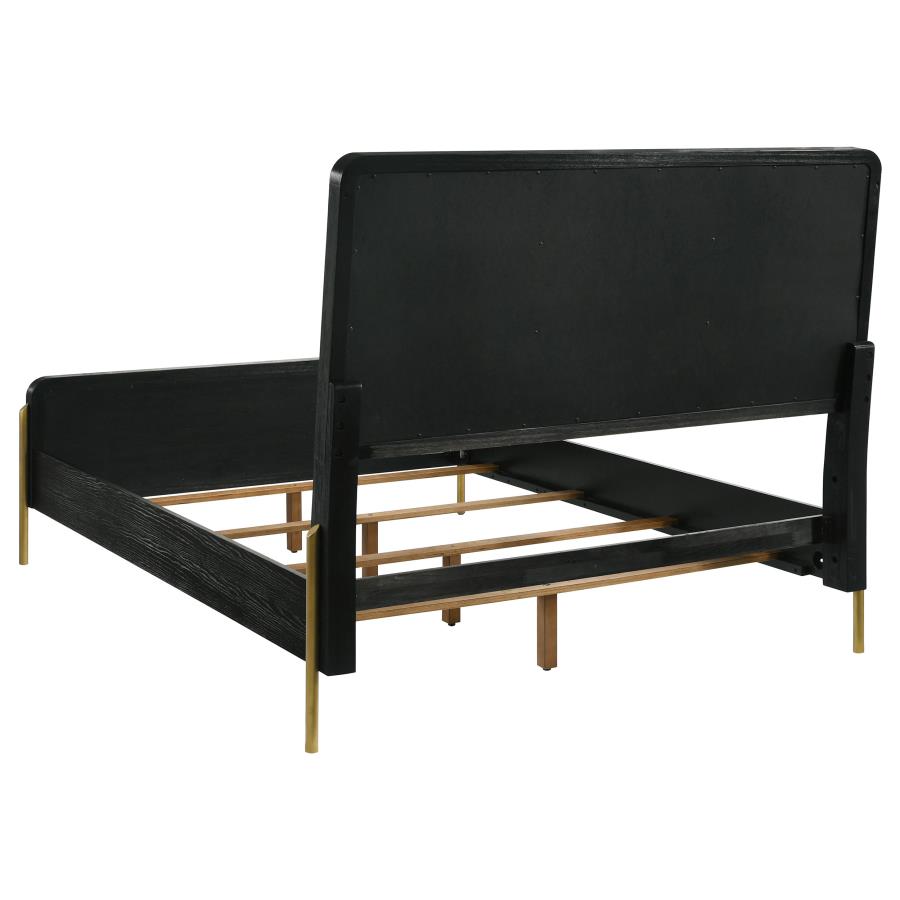 Arini Upholstered Panel Bed, Black and Grey – view 4