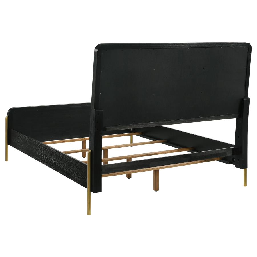 Arini Upholstered Panel Bed, Cream and Black – view 4
