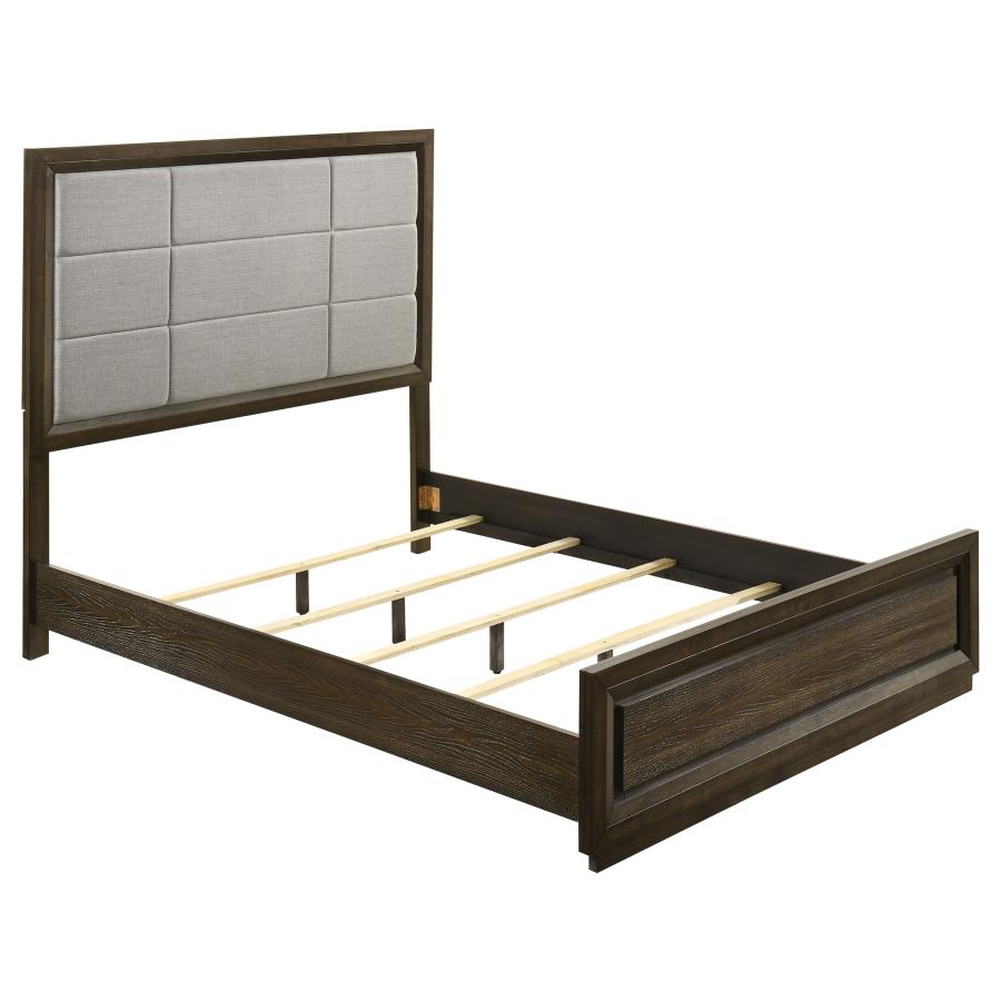 Atlas Upholstered Panel Bed, Grey and Dark Oak – view 2